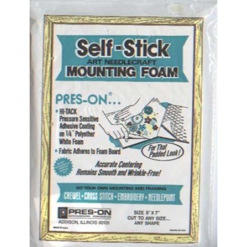 Self-stick art needlecraft mounting foam, pres-on, size 5x7 cut to any shape