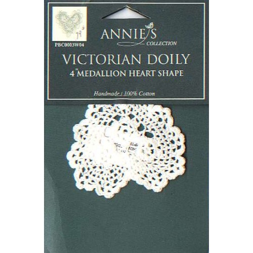 Annies collection Victorian Doily 4 inch Medallion heart sape, 100% cotton