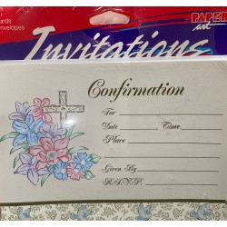 Paper Art Confirmation Flowers And Cross Invitations - 8 Pack