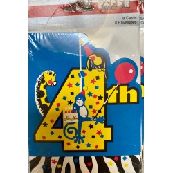 Paper Art 4th Birthday Invitations - 8 Pack