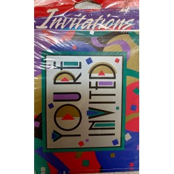 Paper Art Colorful Party Invitations - 8 Pack