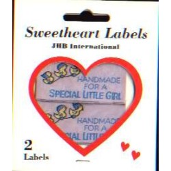 Sweetheart labels, HANDMADE FOR A SPECIAL LITTLE GIRL 2/pack, washable/dry clean, 100% polyester