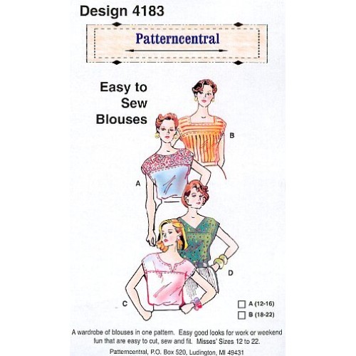 Easy to sew Blouses sewing pattern Size 12-16