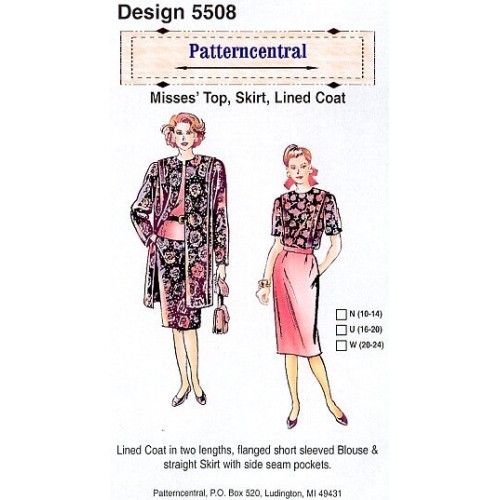 Misses Top Skirt Lined Coat sewing pattern