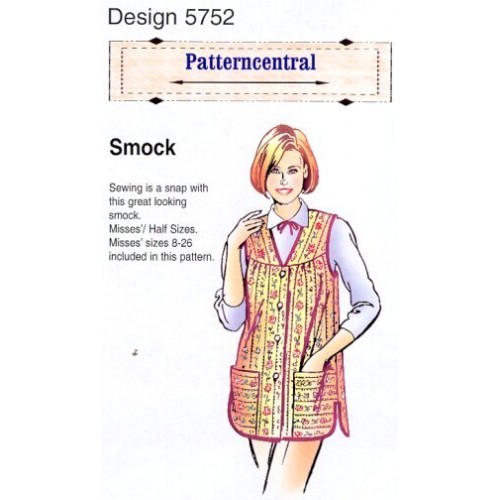 Smock sewing pattern by Patterncentral Misses half sizes Miss 8-26