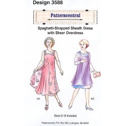 Spaghetti-strapped sheath Dress with Sheer Overdress Size 8-18